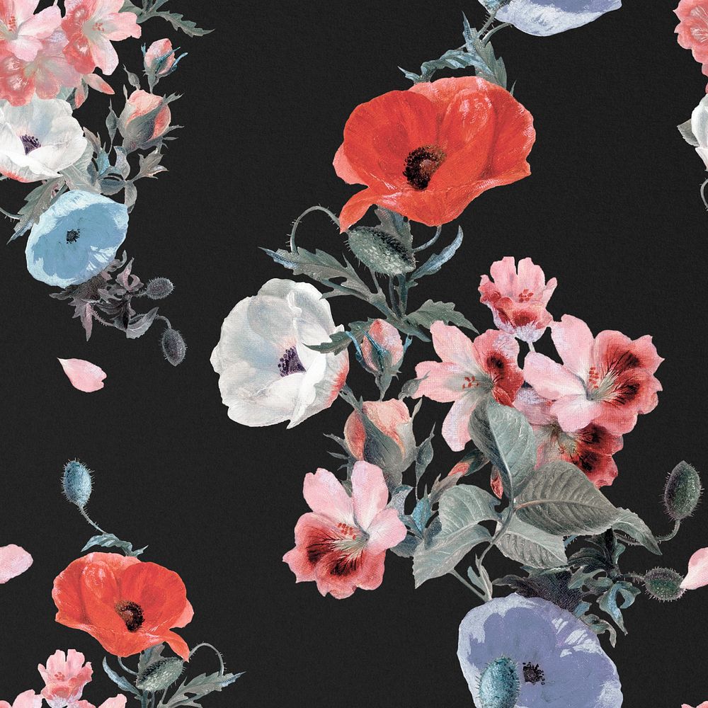 Aesthetic Spring flower pattern, editable vintage botanical illustration by Pierre Joseph Redouté. Remixed by rawpixel.