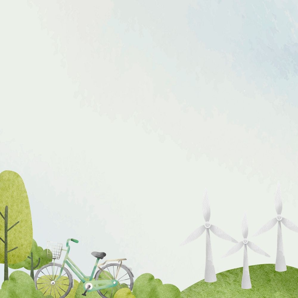 Bicycle & green energy, environment illustration, customizable design