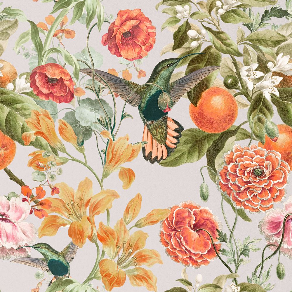 Aesthetic floral pattern, editable vintage botanical illustration by Pierre Joseph Redouté. Remixed by rawpixel.