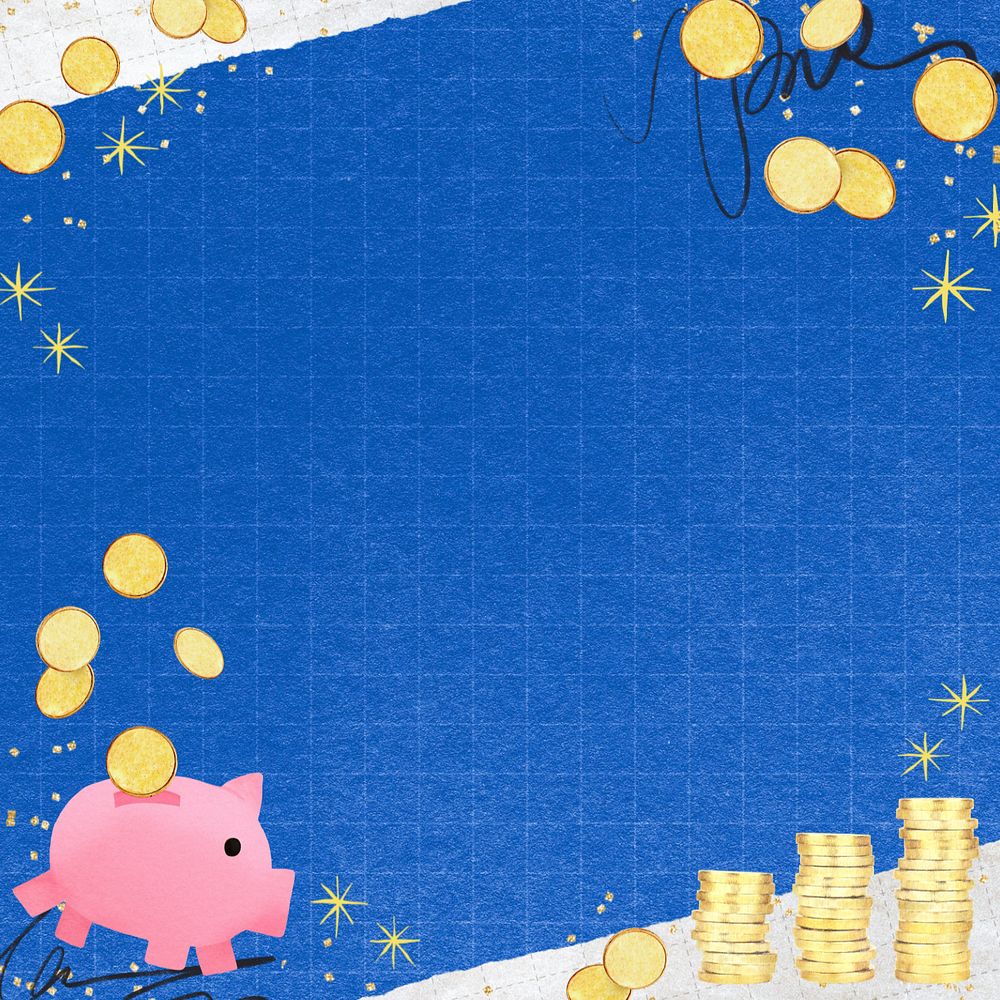 Piggy bank savings background, cute finance collage design