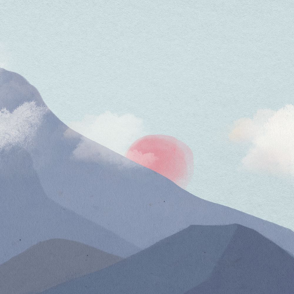 Mountain sunrise view background, aesthetic nature illustration, editable design