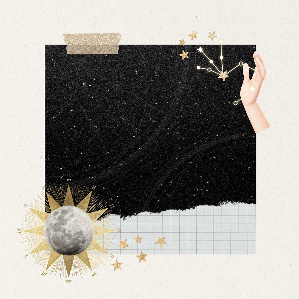 Celestial moon note paper, editable astrology collage design