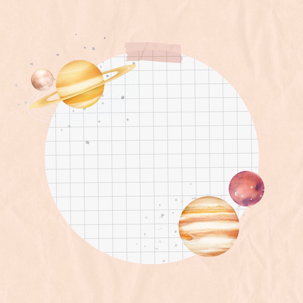 Editable galaxy planets grid note, collage design