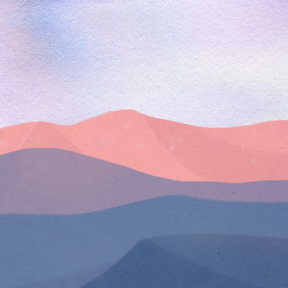 Aesthetic mountain view background, purple sky illustration, editable design