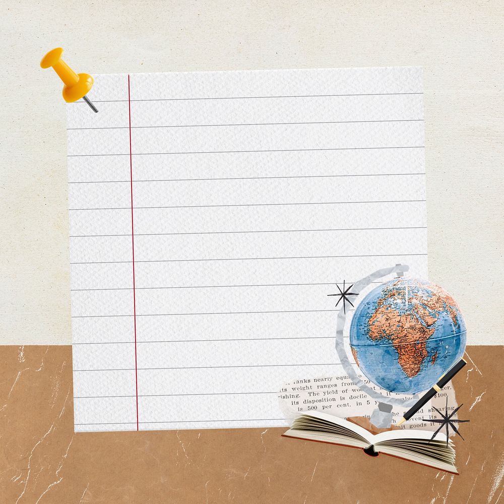 Editable education globe line paper collage design