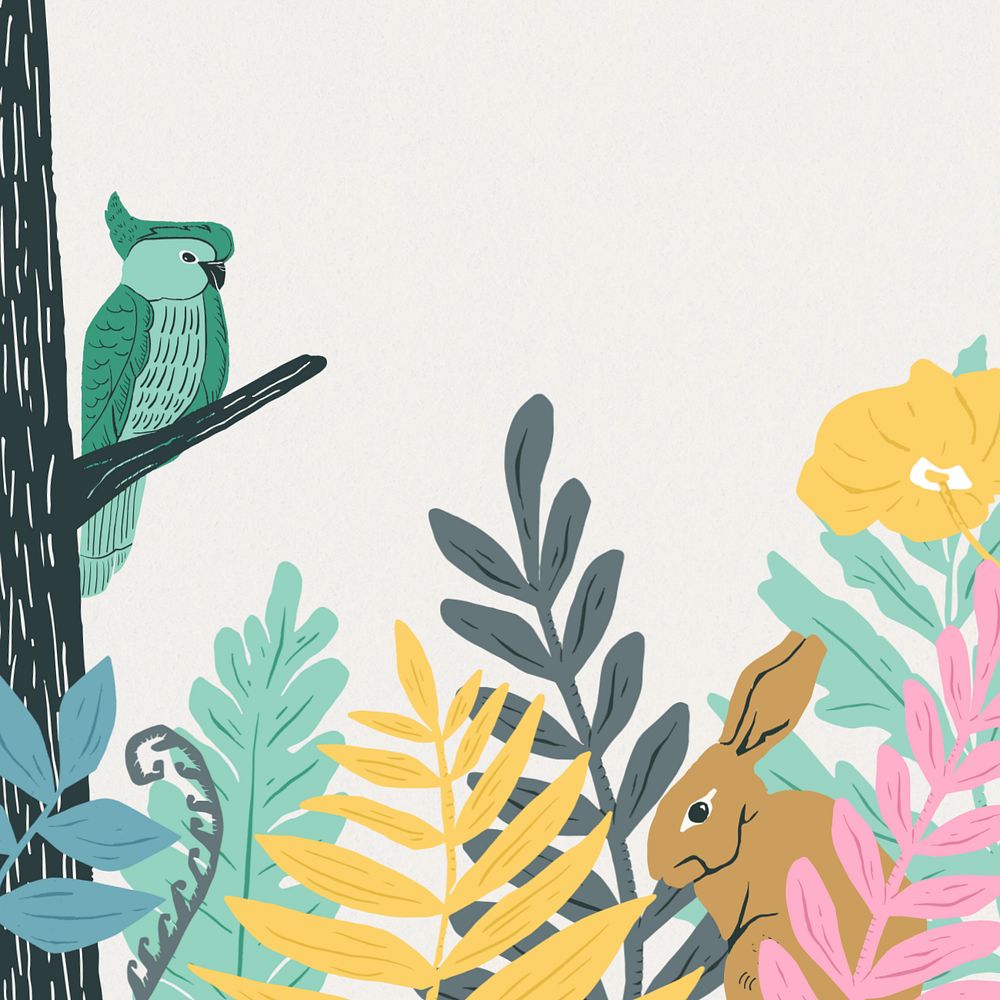 Jungle wildlife background, editable animal illustration