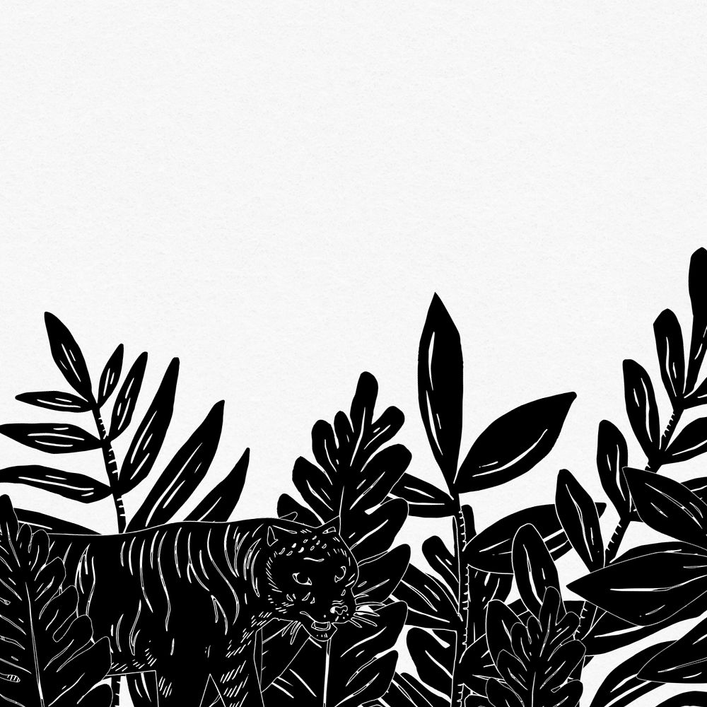 Tiger botanical background, editable animal illustration