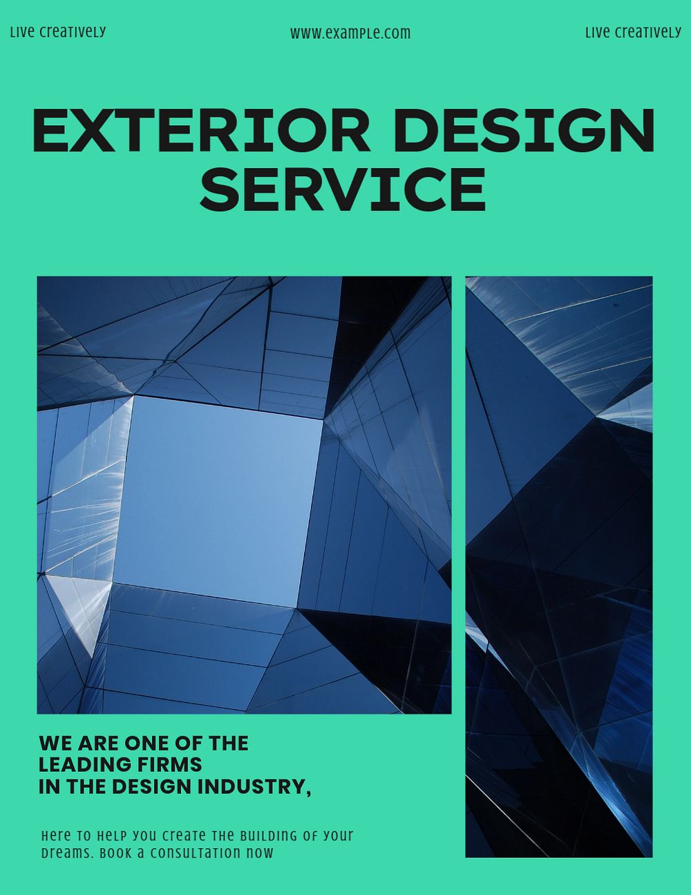 Exterior design service flyer template, editable colorful design