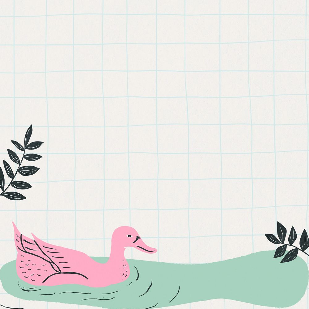 Duck grid border background, editable animal illustration