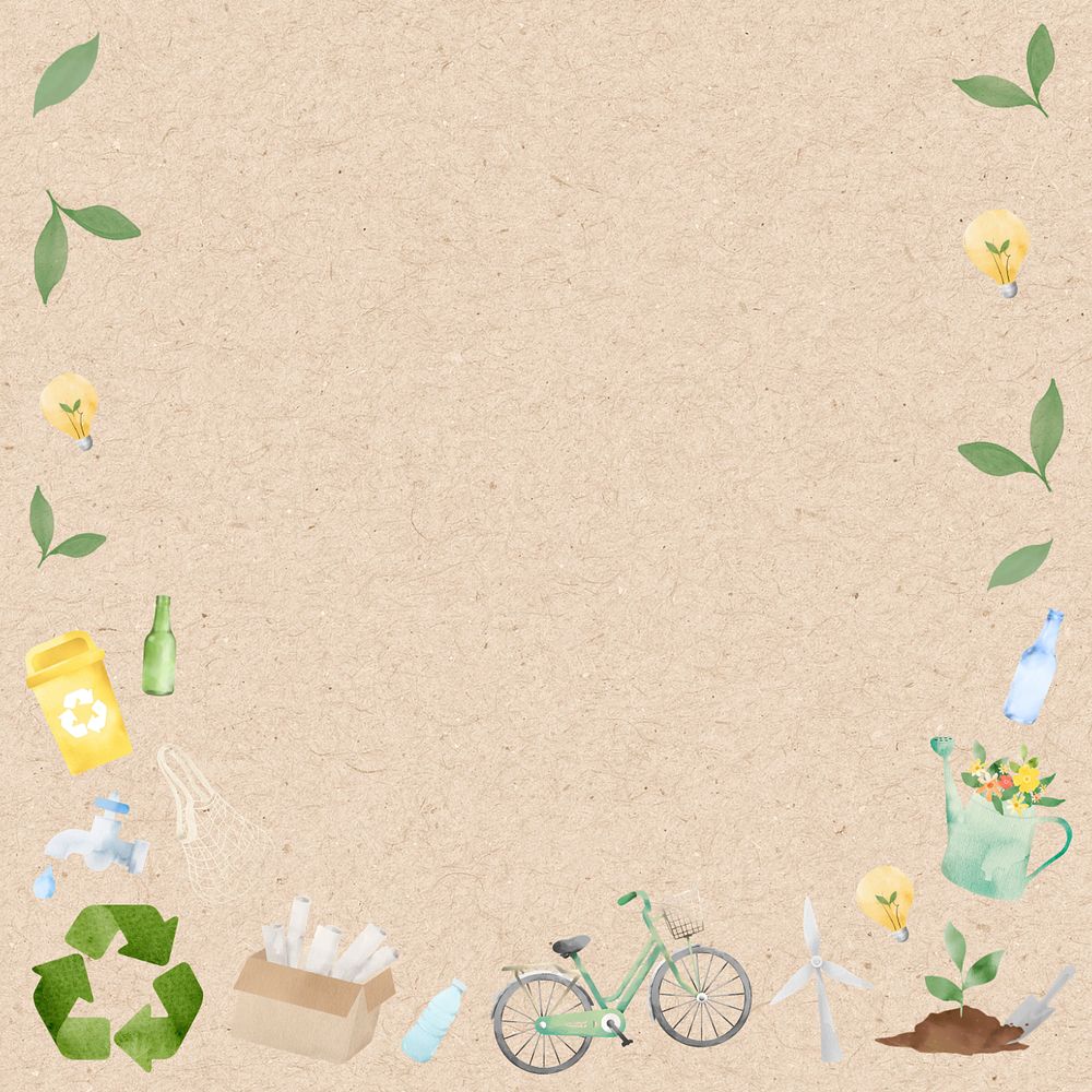 Eco-friendly lifestyle frame, paper background, customizable design