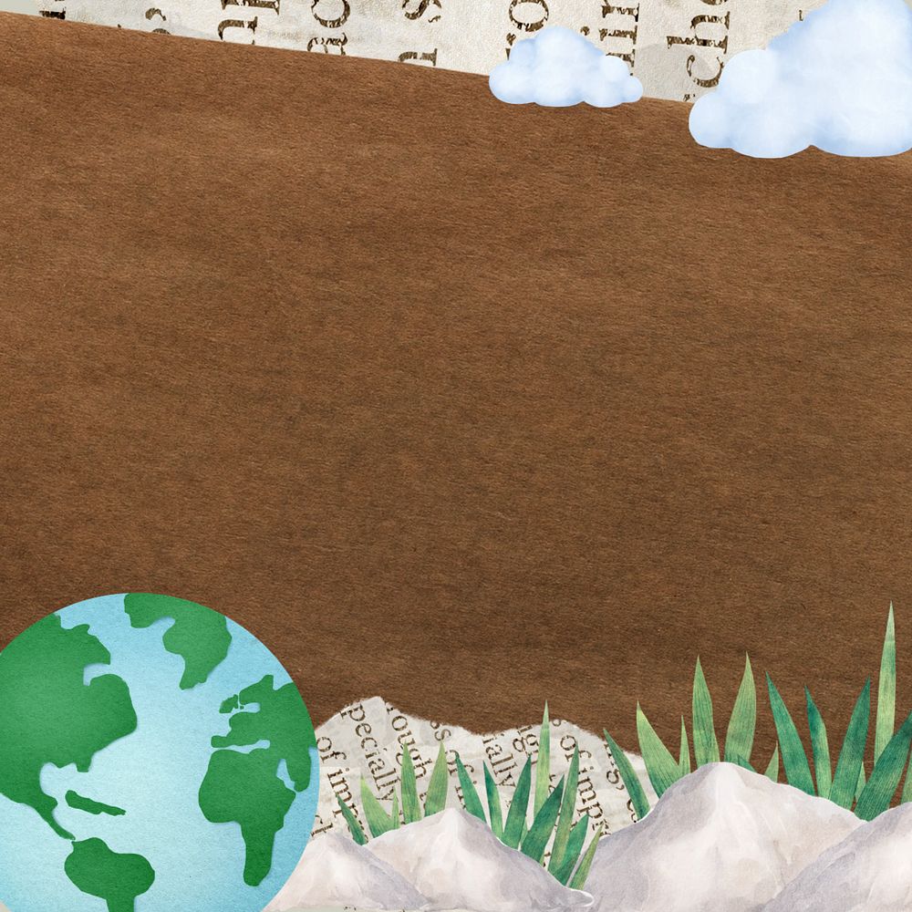 Editable environment border, ripped paper collage design