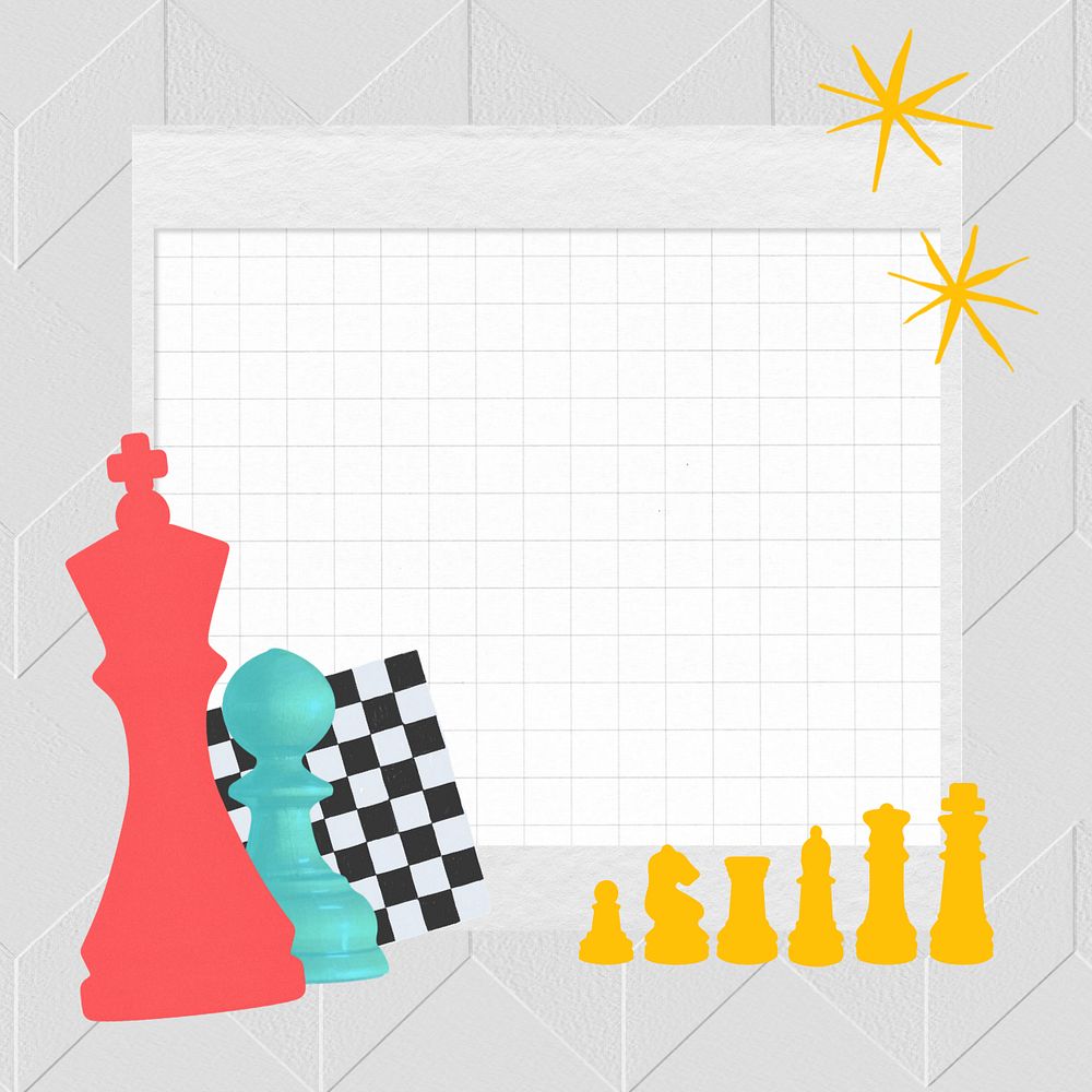 Chess pieces notepaper, editable collage design