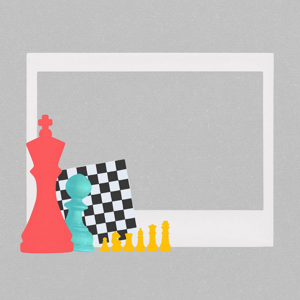 Editable business instant film frame, chessboard collage element remix design