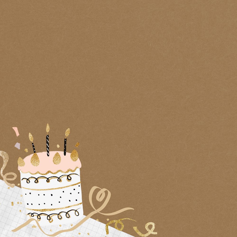 Editable birthday cake border, brown background design