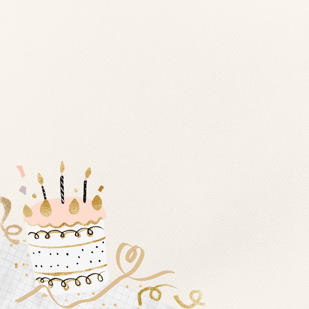 Birthday cake border, editable beige background design