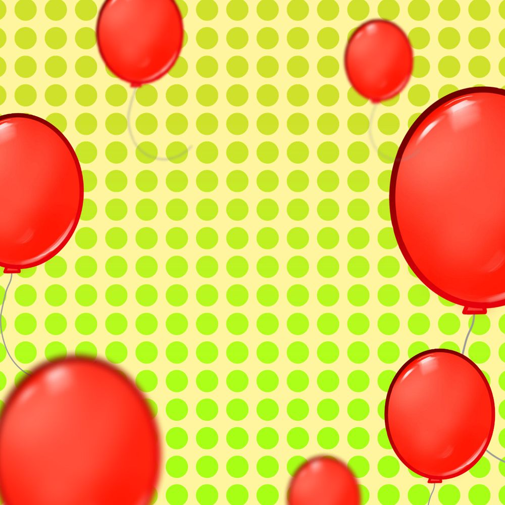 Floating red balloons frame, editable funky background design