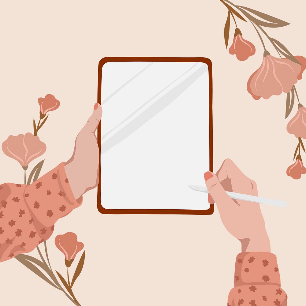 Feminine tablet editable vector illustration