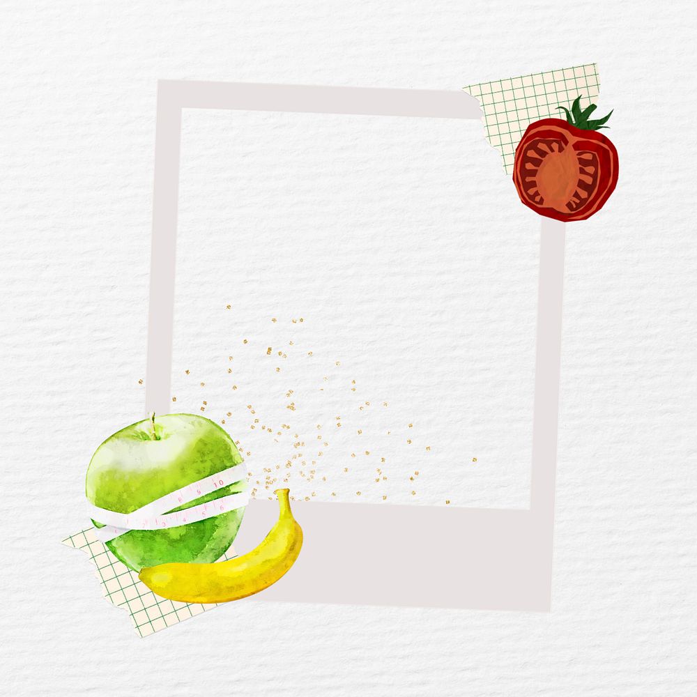 Healthy diet instant film frame, editable collage element remix design