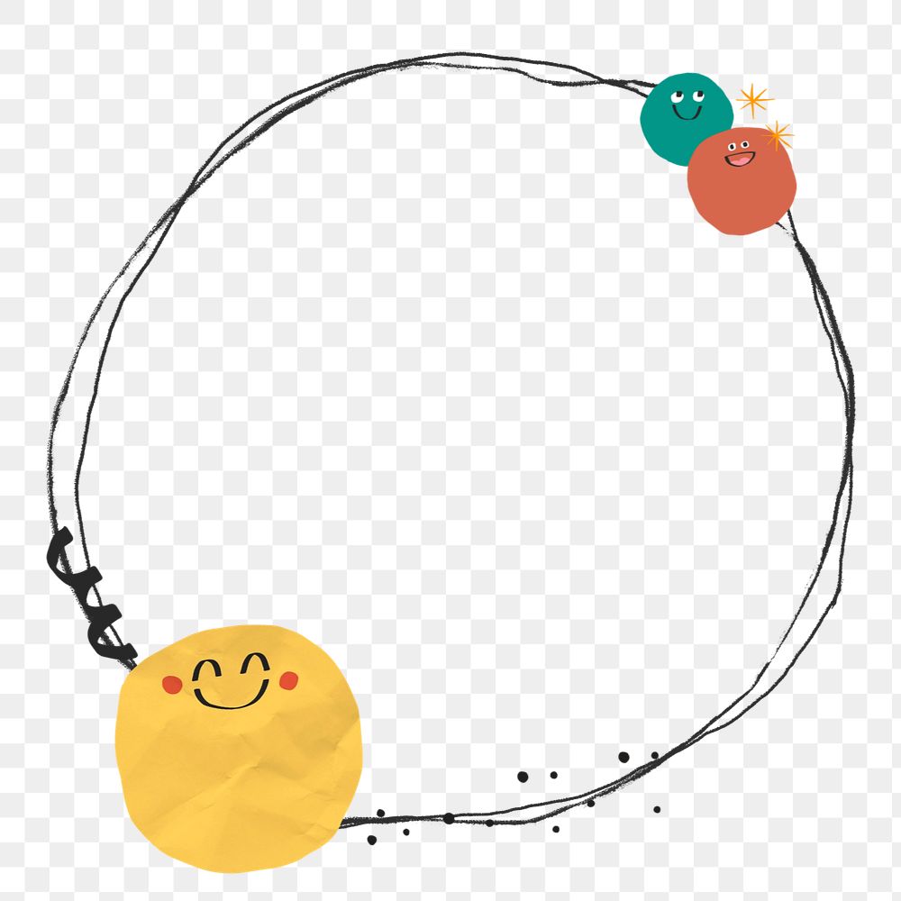 Emoji round frame element, editable doodle design