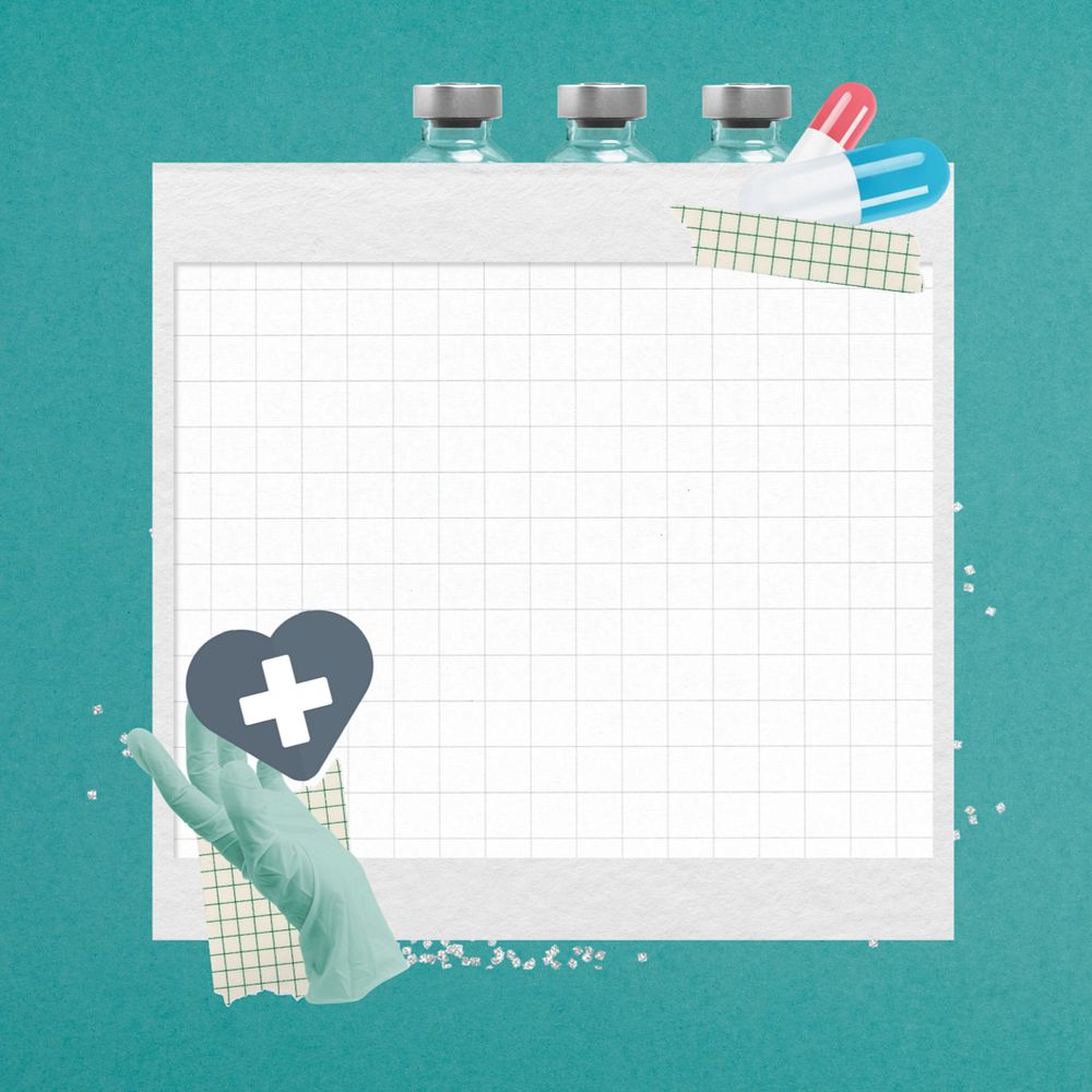 Editable grid note paper, healthcare collage design