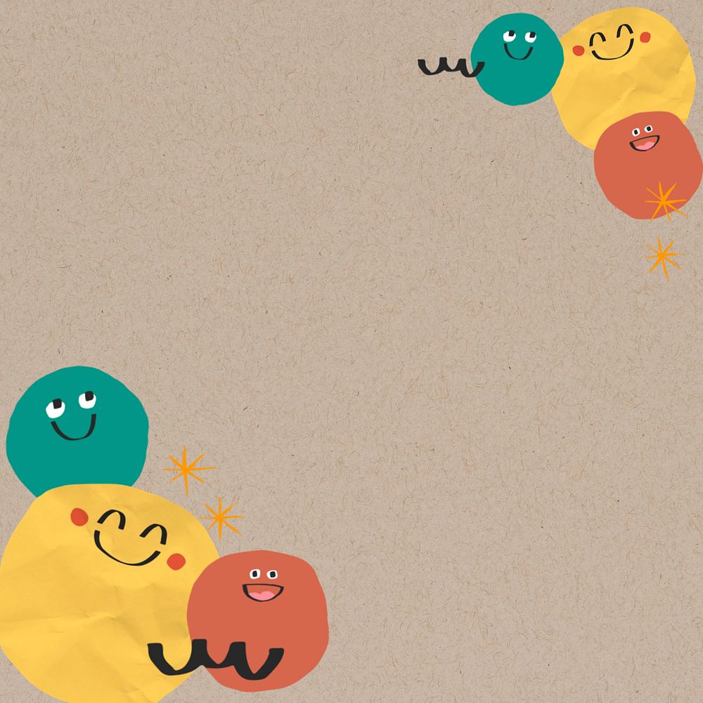 Emoji doodle border brown background, editable design