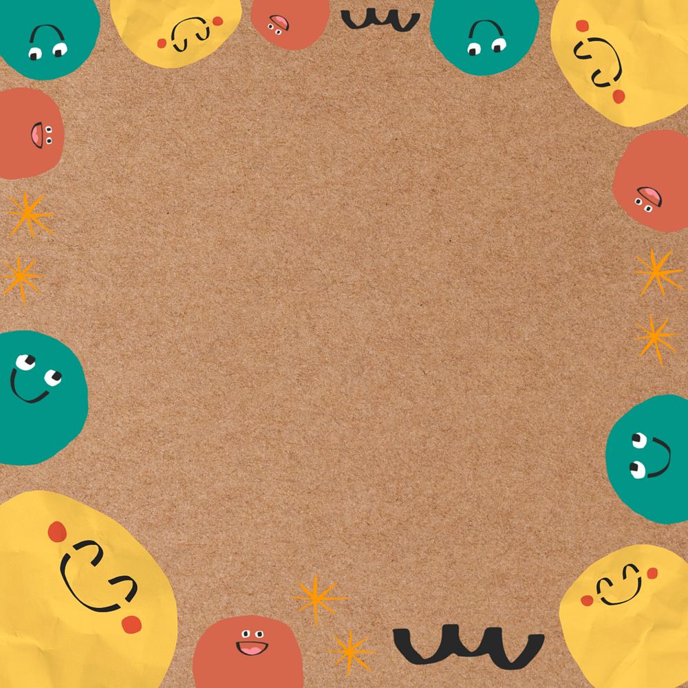 Emoji doodle frame beige background, editable design