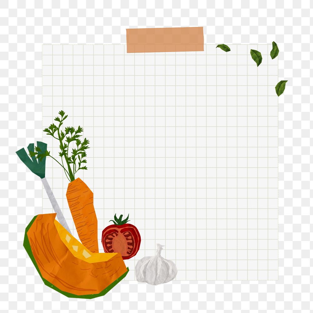 Cute vegetables note paper element, editable collage design