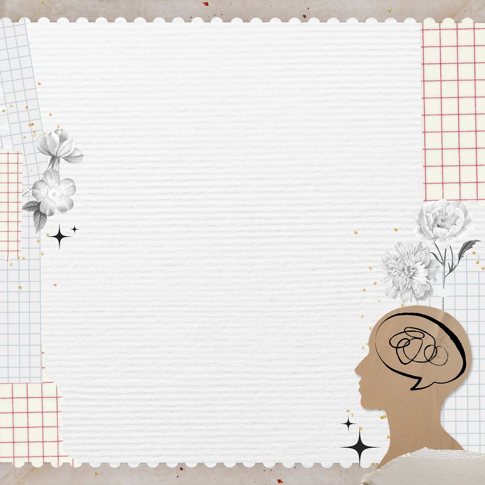 Mental health background, editable paper collage design