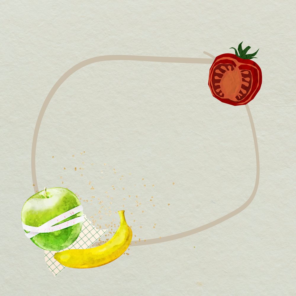 Editable healthy fruits frame design