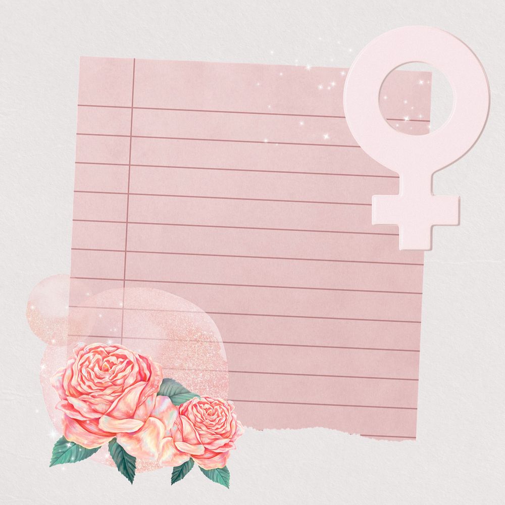 Editable pink lined notepaper, feminine design