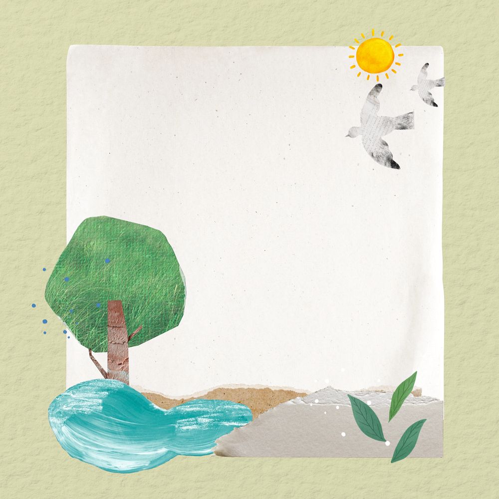 Editable environment note paper, nature landscape collage design