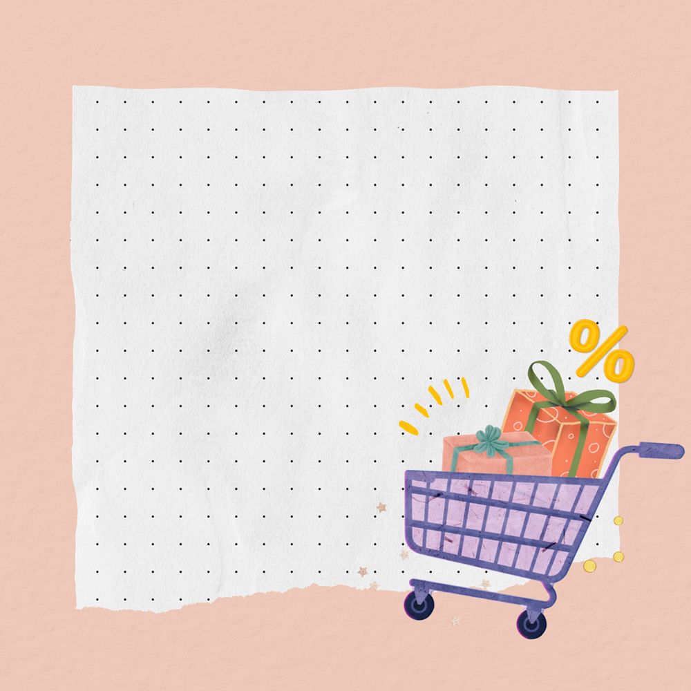 Shopping cart note paper, editable border design