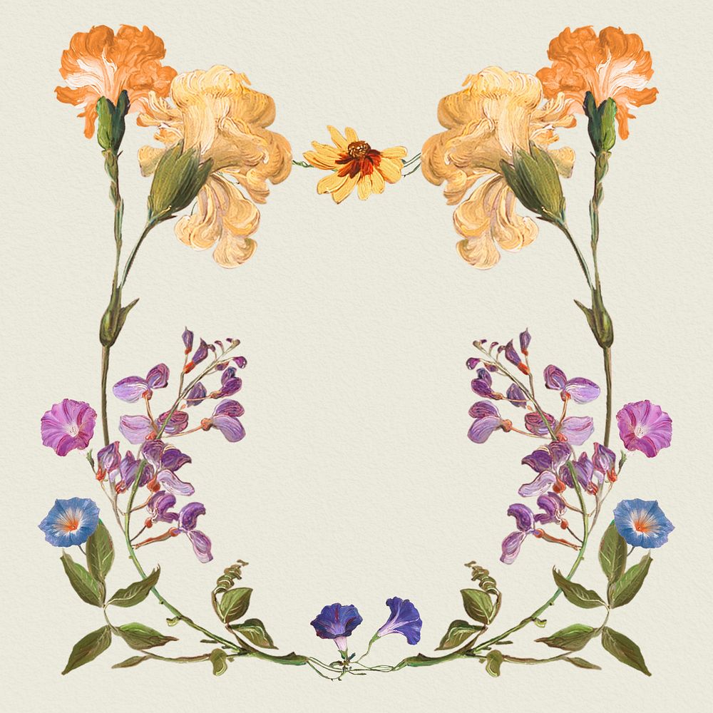 Vintage floral frame, editable aesthetic illustration by Pierre Joseph Redouté. Remixed by rawpixel.