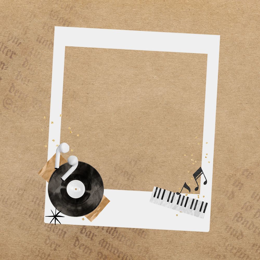 Music aesthetic instant picture frame, editable collage element remix design