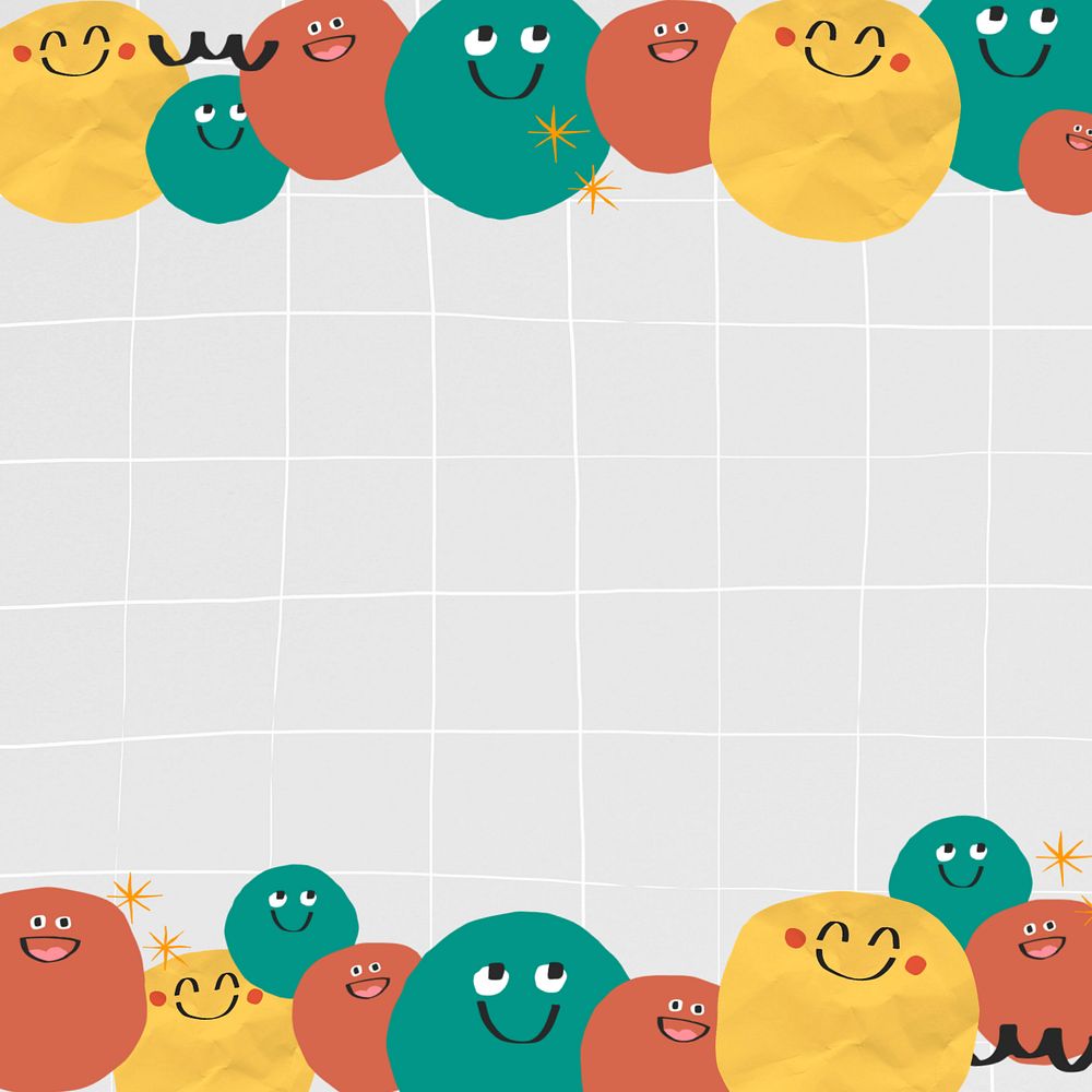 Emoji doodle border grid background, editable design