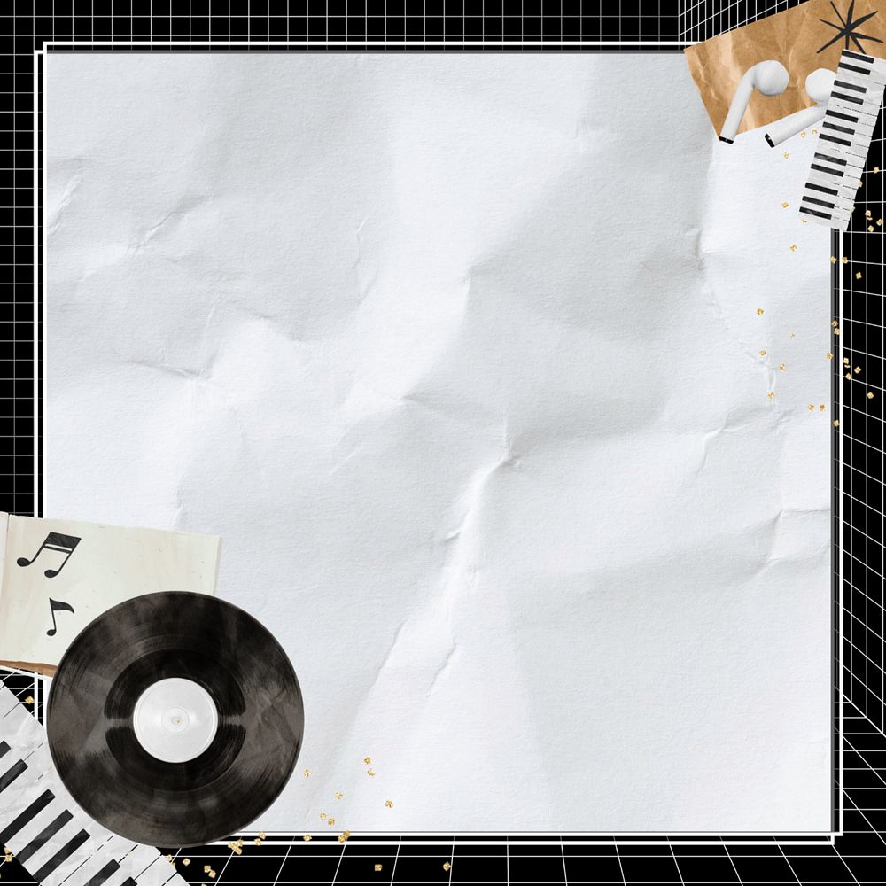 Editable vinyl record frame, retro music background design