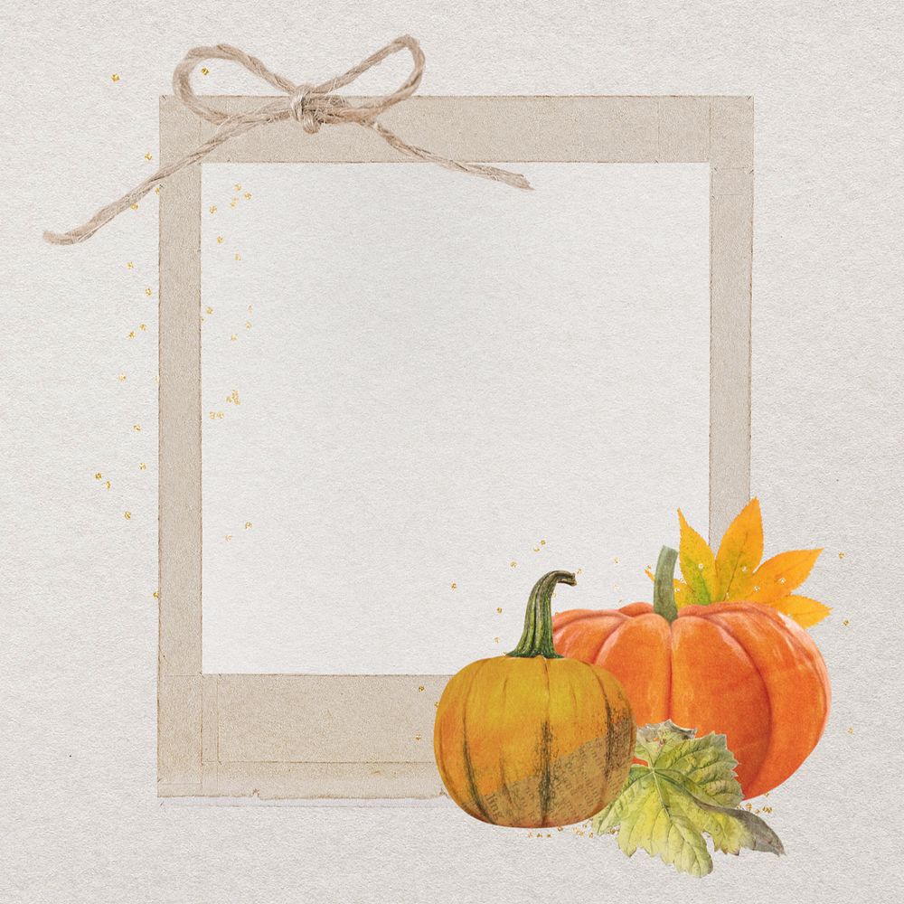 Aesthetic Autumn instant film frame, editable collage element remix design