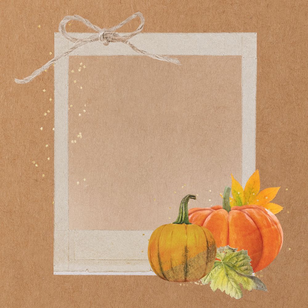 Editable Autumn instant photo frame, collage element remix design