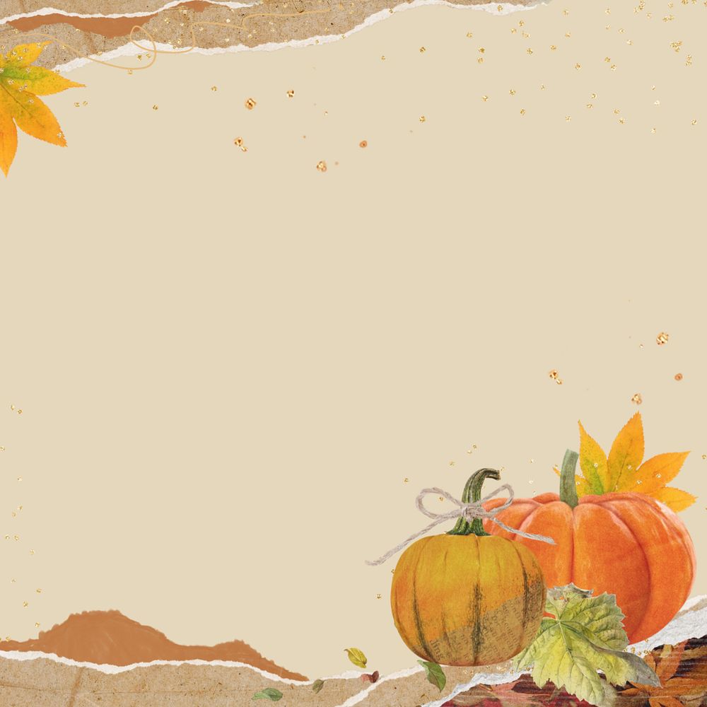 Editable Autumn background, pumpkin border design