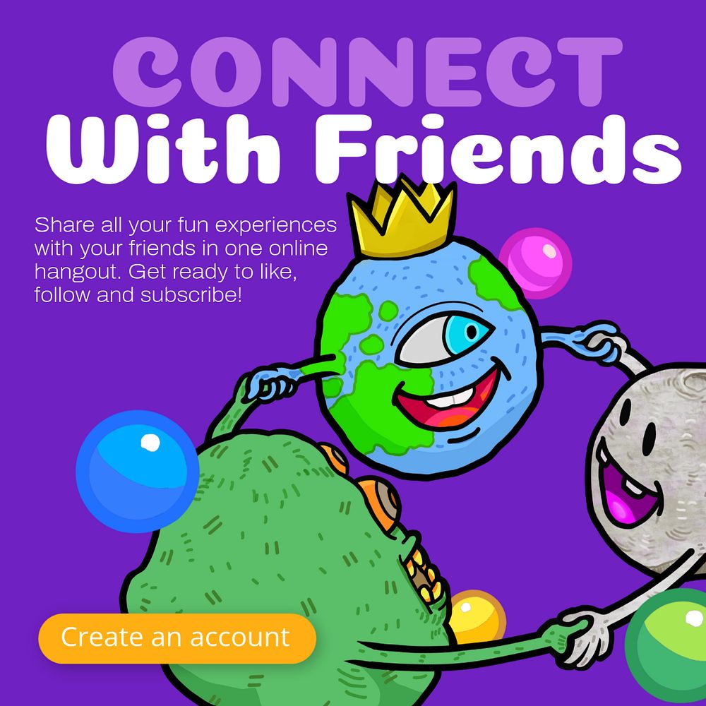 Friends connection  Instagram post template, editable design