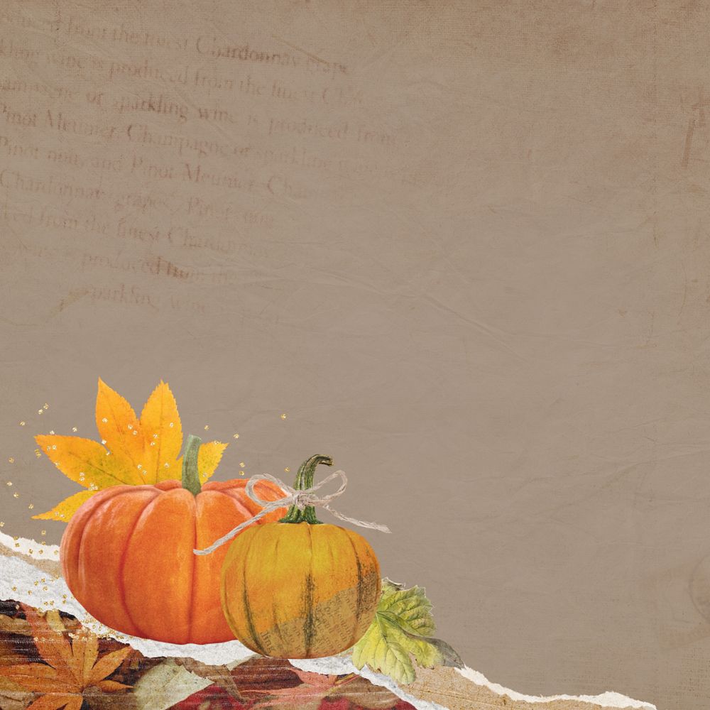 Editable Autumn background, pumpkin border design