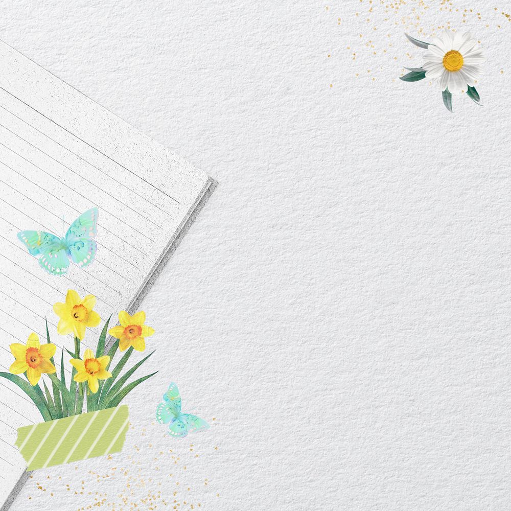 Editable Spring background, daffodil flower collage element remix design