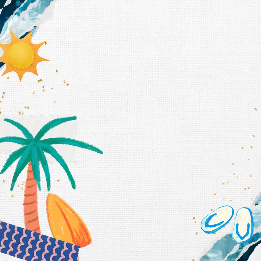 Summer palm tree border, editable holiday aesthetic collage design