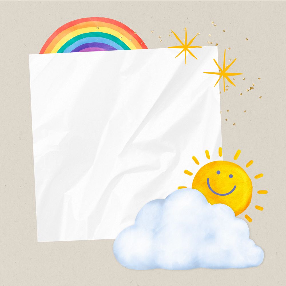 Happy sun notepaper, editable weather collage design