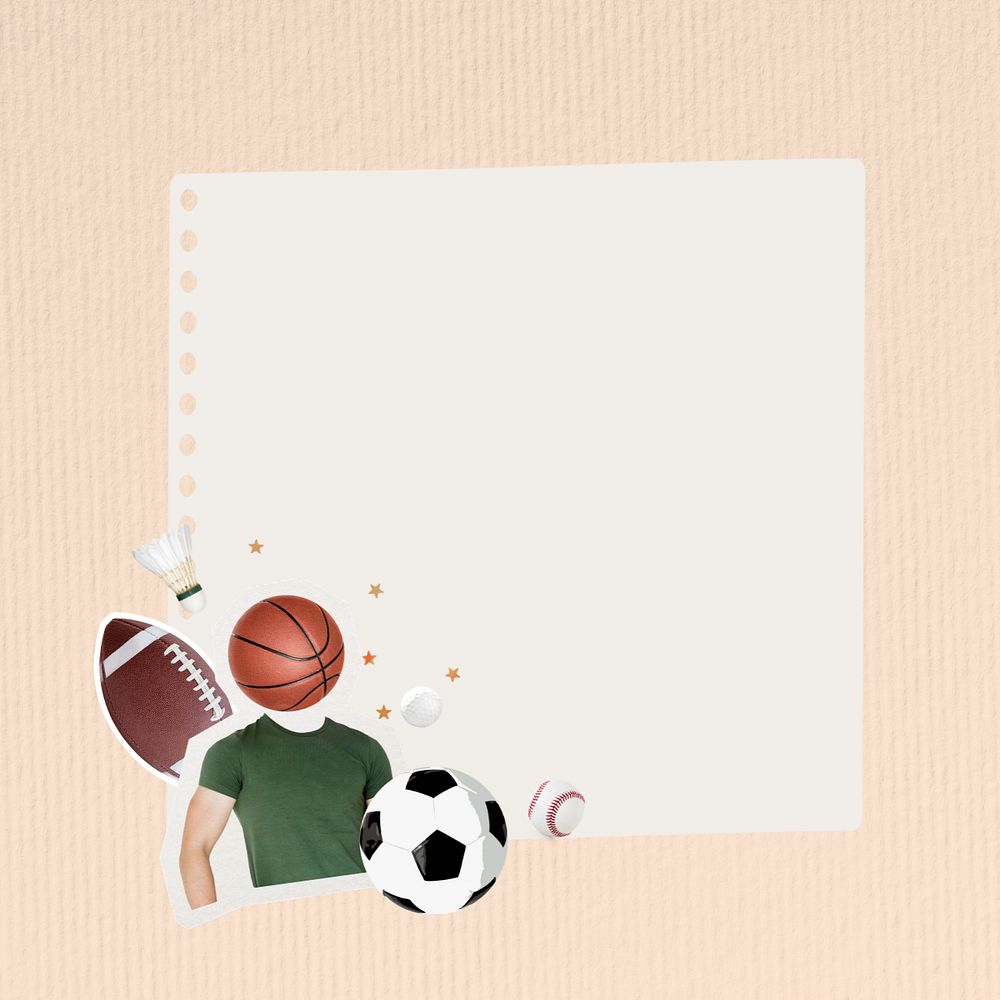 Aesthetic sports note paper, editable collage design