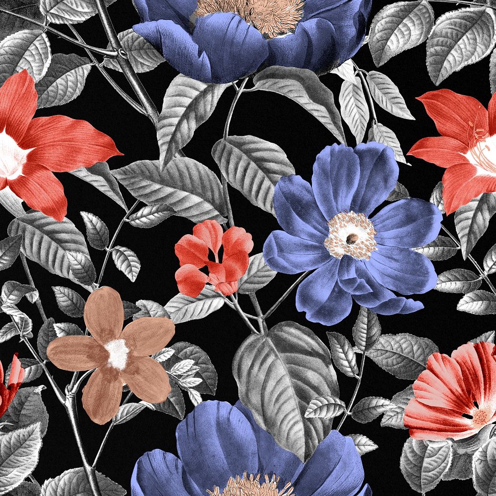 Editable vintage flower pattern, botanical illustration by Pierre Joseph Redouté. Remixed by rawpixel.