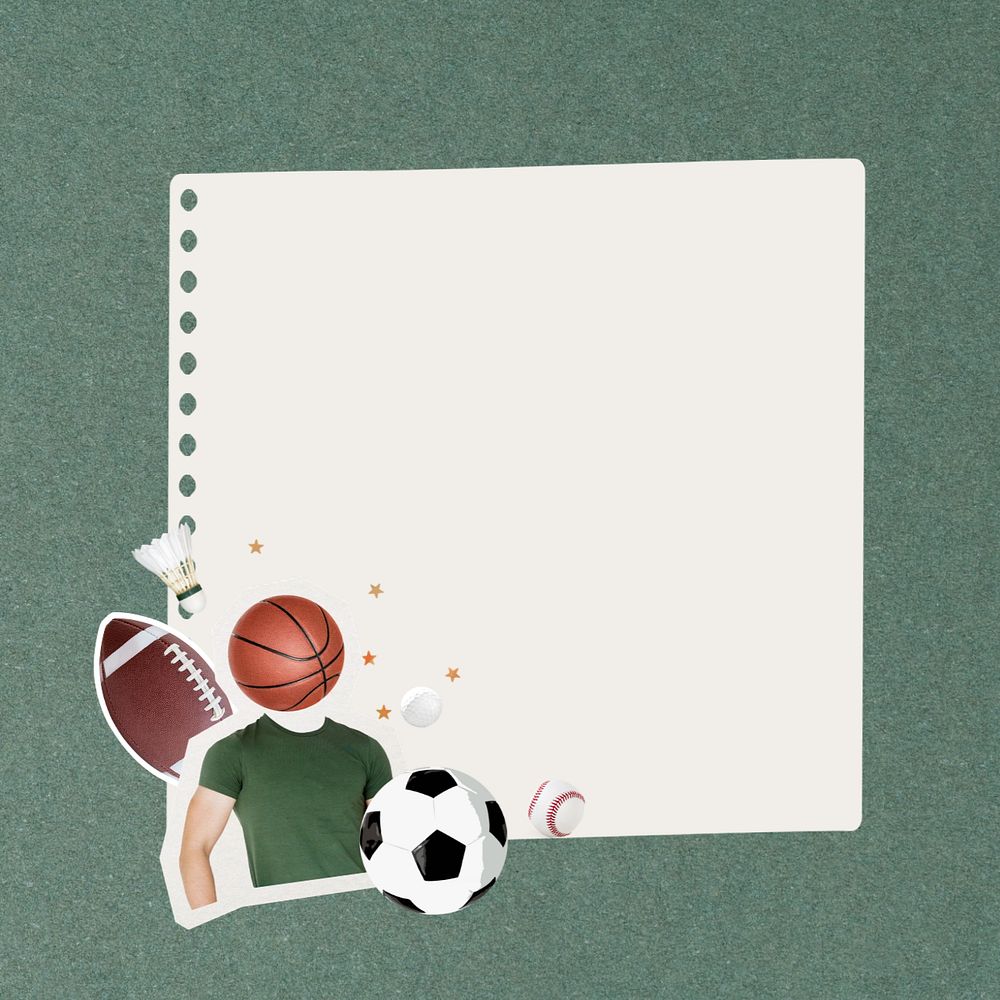 Aesthetic sports note paper collage, editable design