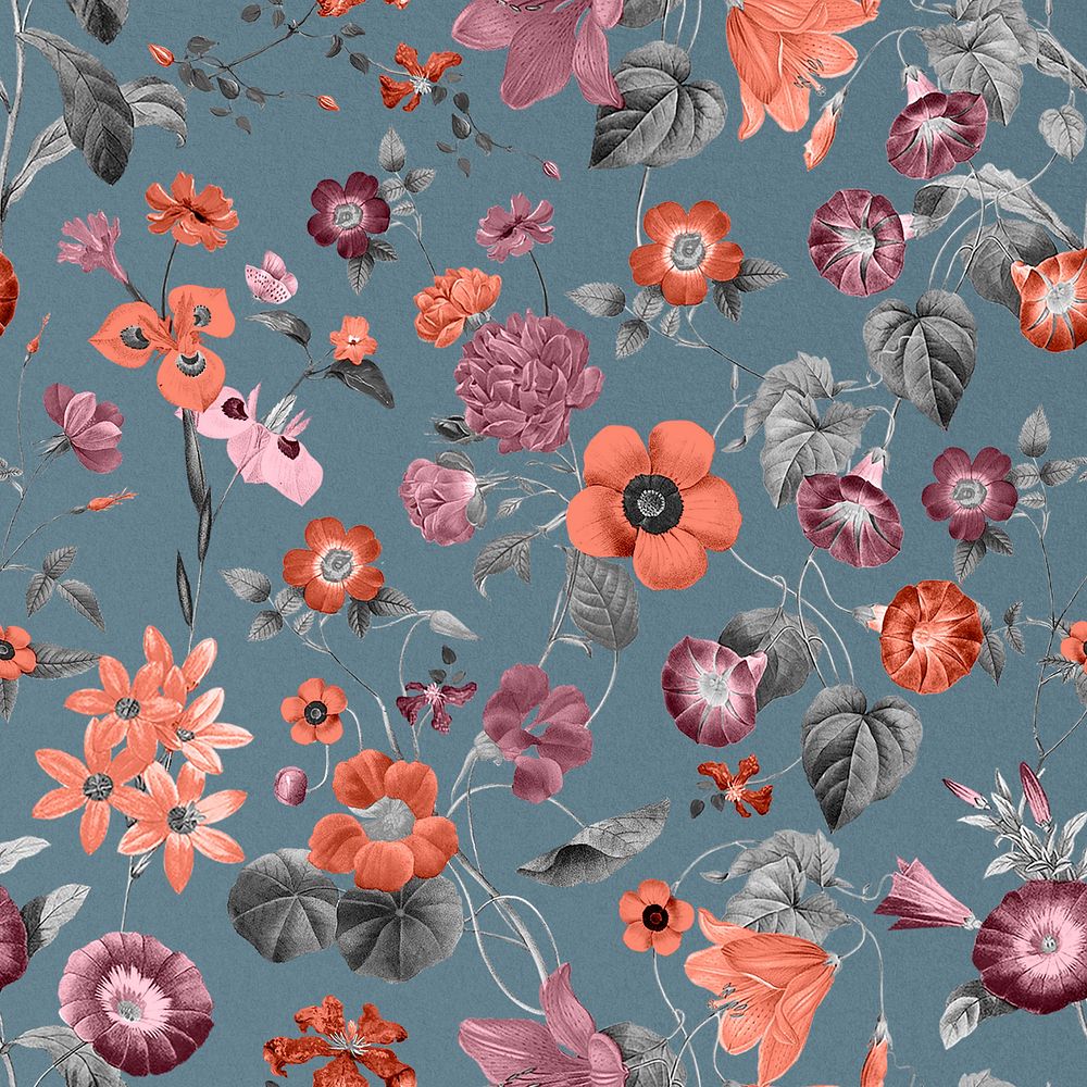 Vintage Spring flower pattern, editable aesthetic botanical illustration by Pierre Joseph Redouté. Remixed by rawpixel.