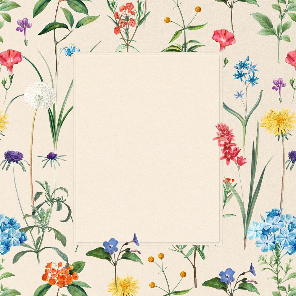 Vintage floral frame, editable aesthetic illustration by Pierre Joseph Redouté. Remixed by rawpixel.