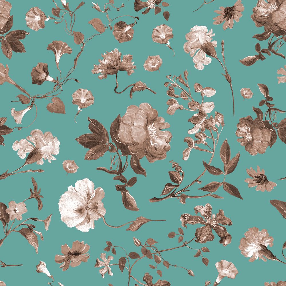 Aesthetic Spring flower pattern, editable vintage botanical illustration by Pierre Joseph Redouté. Remixed by rawpixel.